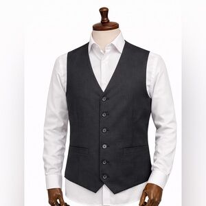 Men’s Charcoal Gray Formal Vest Size S Classic Suit Waistcoat